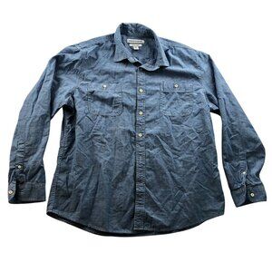 Essentials Mens Shirt Size XL Chambray Long Sleeve Button Up Casual Blue